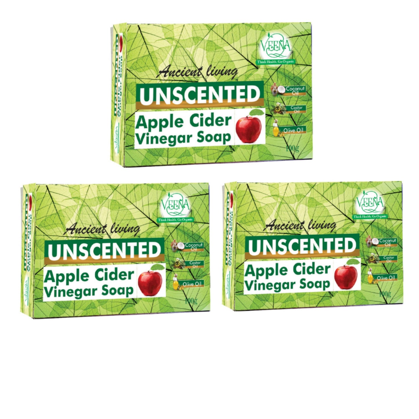 Veena Product Unscented Apple Cider Vinegar Soap - 100 g ( Pack of 3 )