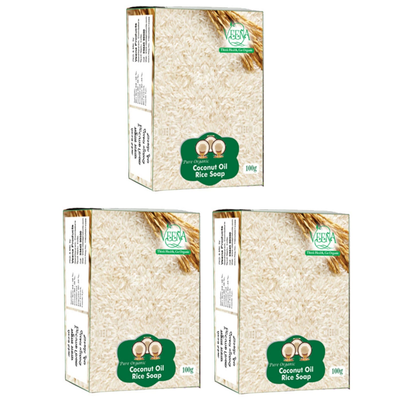 Veena Products Rice Soap - 100g ( Pack of 3)