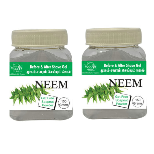 Veena Products Before and After Shaving Gel ( Neem with Free Soapnut Powder ) - 150g (Pack Of 2 )