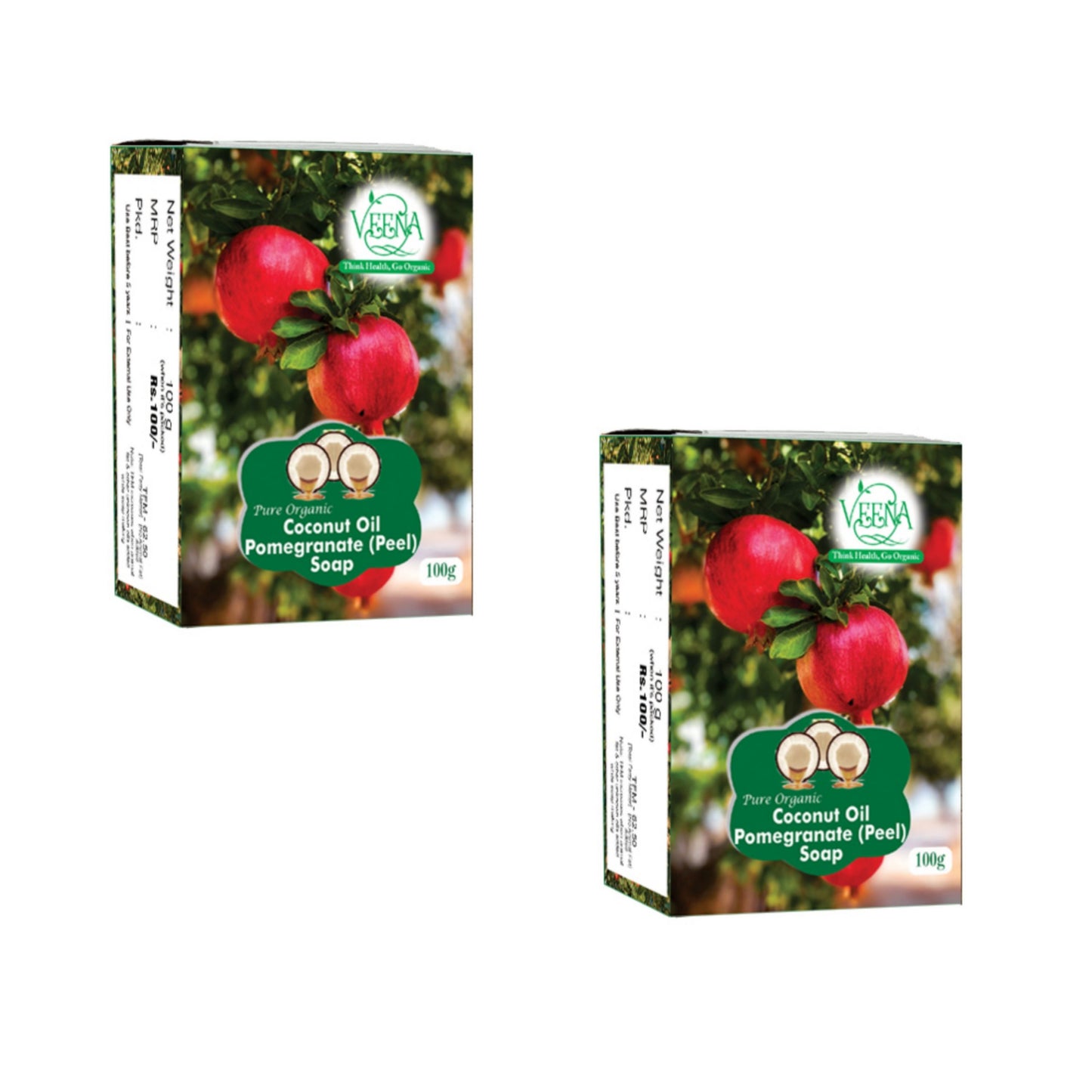 Veena Products Pomegranate Peel Soap - 100g ( Pack of 2 )