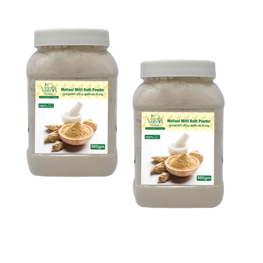 Veena products Multani mitti Organic Luxury Bath Powder - 500g ( Pack of 2 )