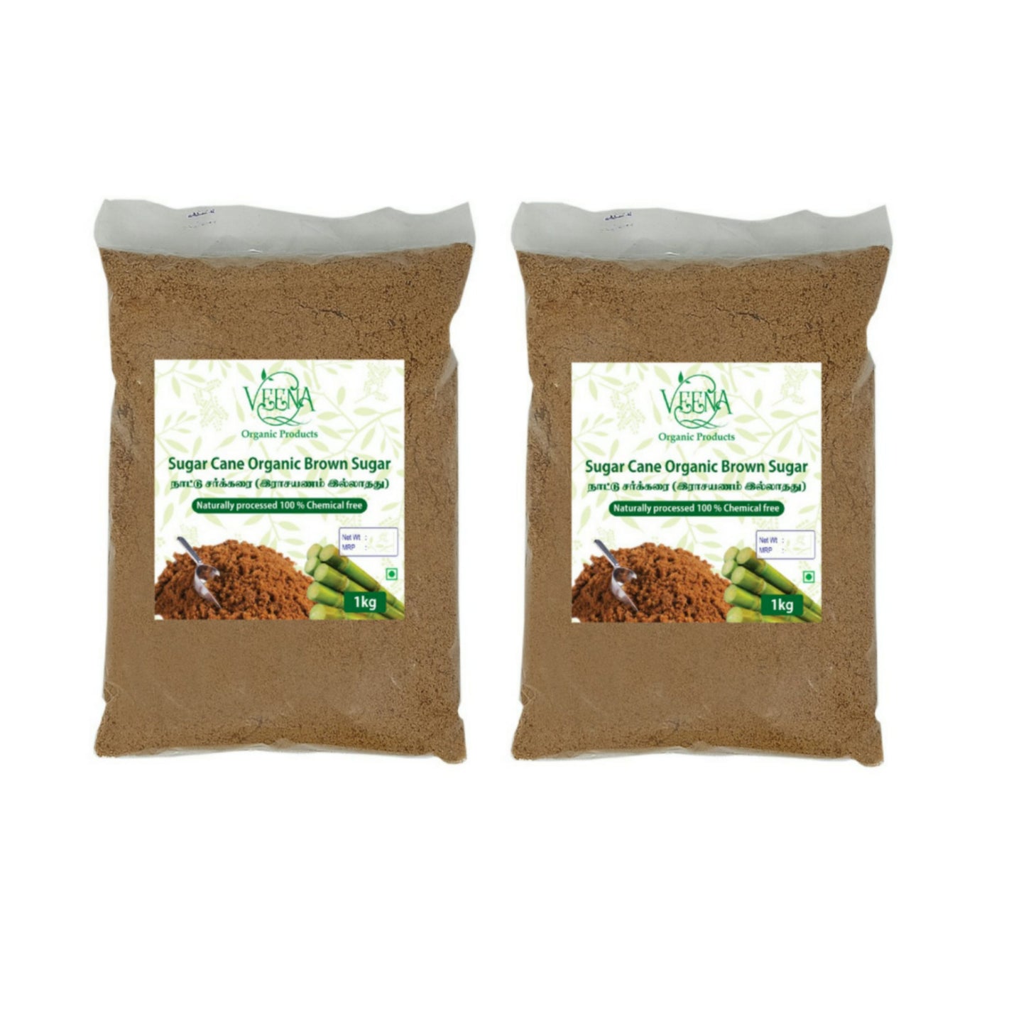 Veena Products Sugar Cane Brown Sugar Without Chemicals - 1kg ( Pack of 2 )