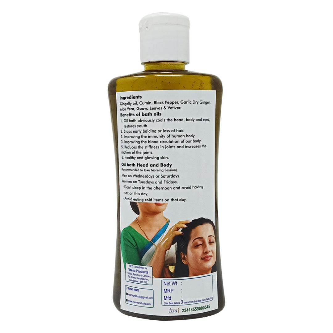 Veena Products Herbal Oil Bath for Hair and Body - 250ml ( Pack of 2)