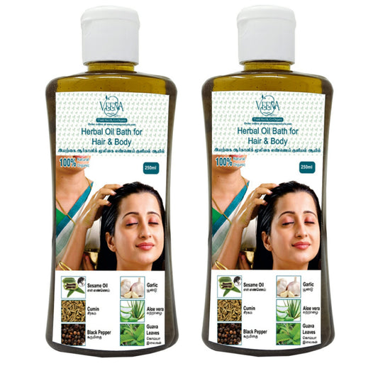 Veena Products Herbal Oil Bath for Hair and Body - 250ml ( Pack of 2)