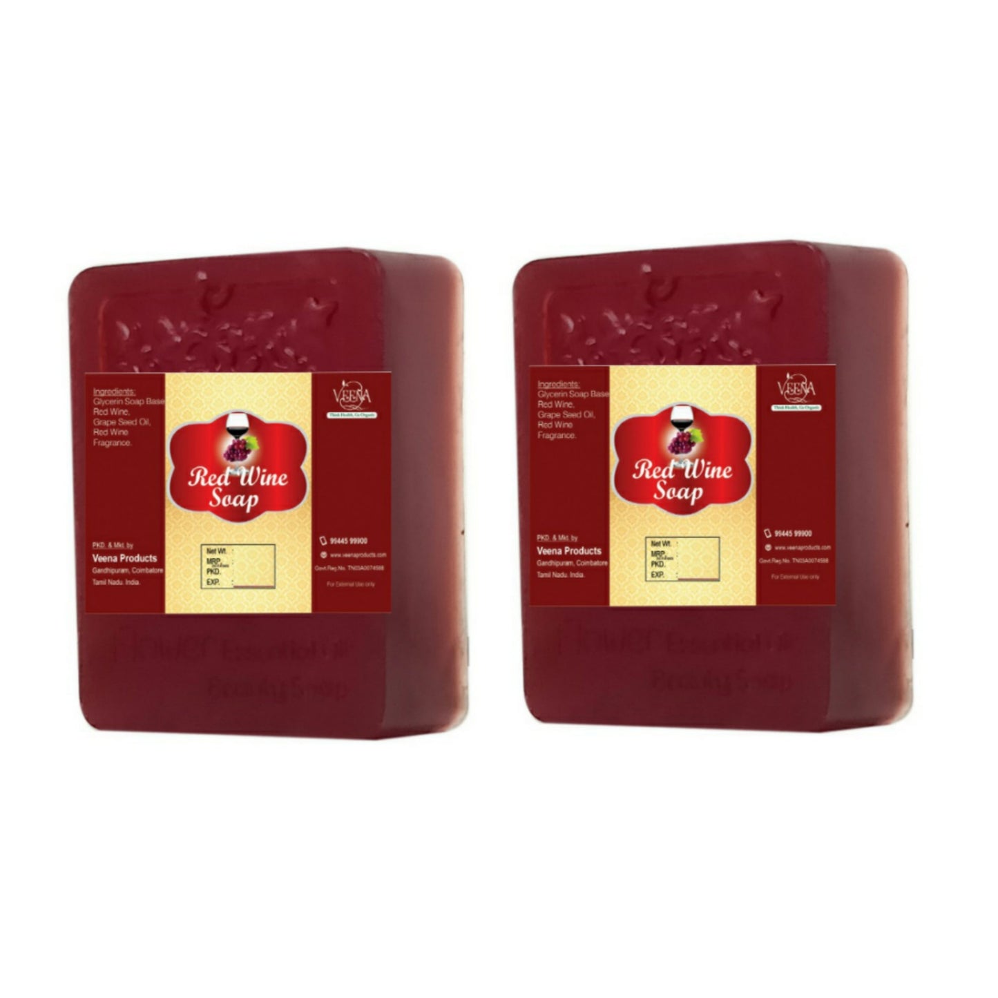 Veena Product Red Wine Soap - 100g ( Pack of 2 )