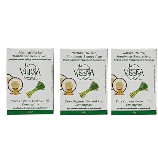 Veena Products Lemongrass Natural Soap - 100g ( pack of 3 )