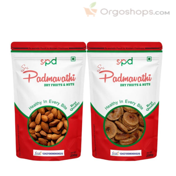 Almond / Fig / Almond and Fig Combo Pack - 250g (Sri Padmavathy Dry Fruits and Nuts)