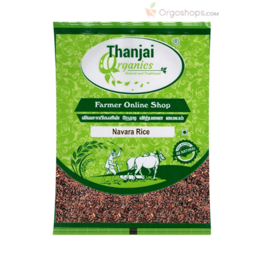 Navara Rice | Traditional Ayurvedic Hand Pound Rice | Njavara Red Rice | Unpolished Navra Rice - 1kg (Thanjai Organics)