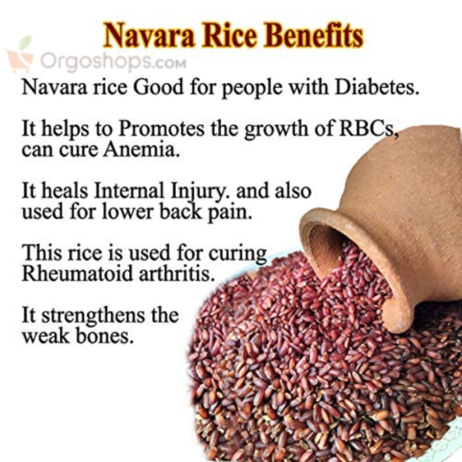 Navara Rice | Traditional Ayurvedic Hand Pound Rice | Njavara Red Rice | Unpolished Navra Rice - 1kg (Thanjai Organics)