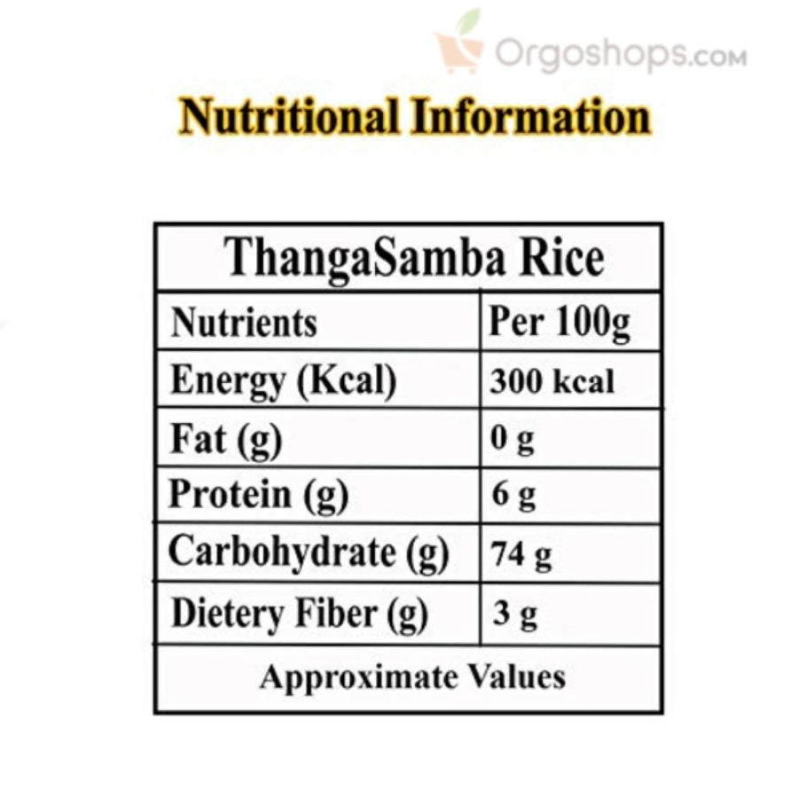 Thanga Samba Boiled Organic Rice / Thanga Samba Arisi - 1kg (Thanjai Organics)