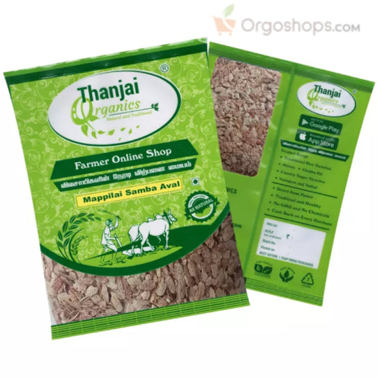 Thanjai Organics Mappillai Samba Rice Flakes | Mappillai Samba Aval (Poha) | Rice Flakes Cereal Traditional Red Rice | Poha - 1kg