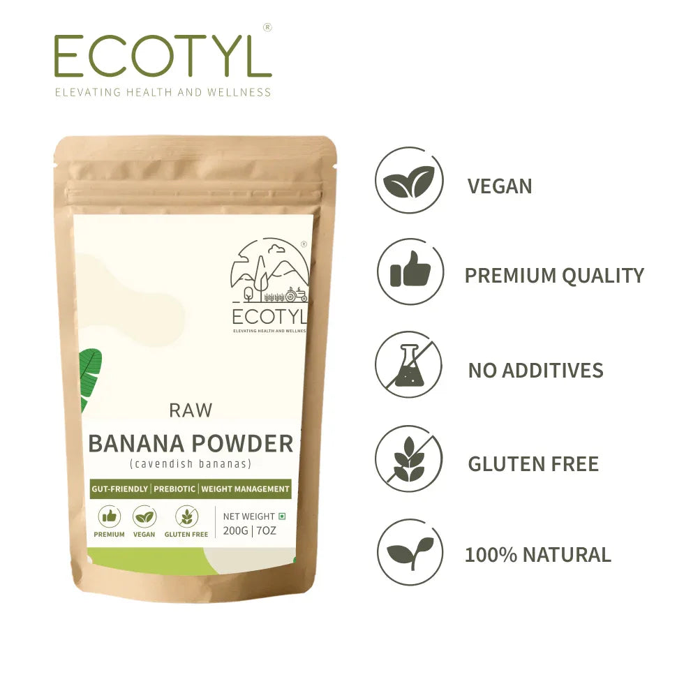 Ecotyl Raw Banana Powder | Prebiotic Superfood | Supports Gut Health - 200g - Orgoshops