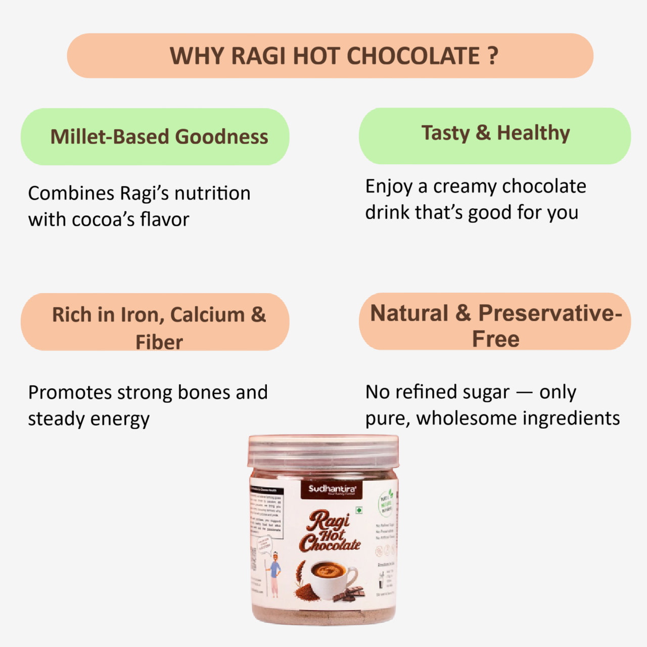 Sudhantira Ragi Hot Chocolate Health Mix  - 250g