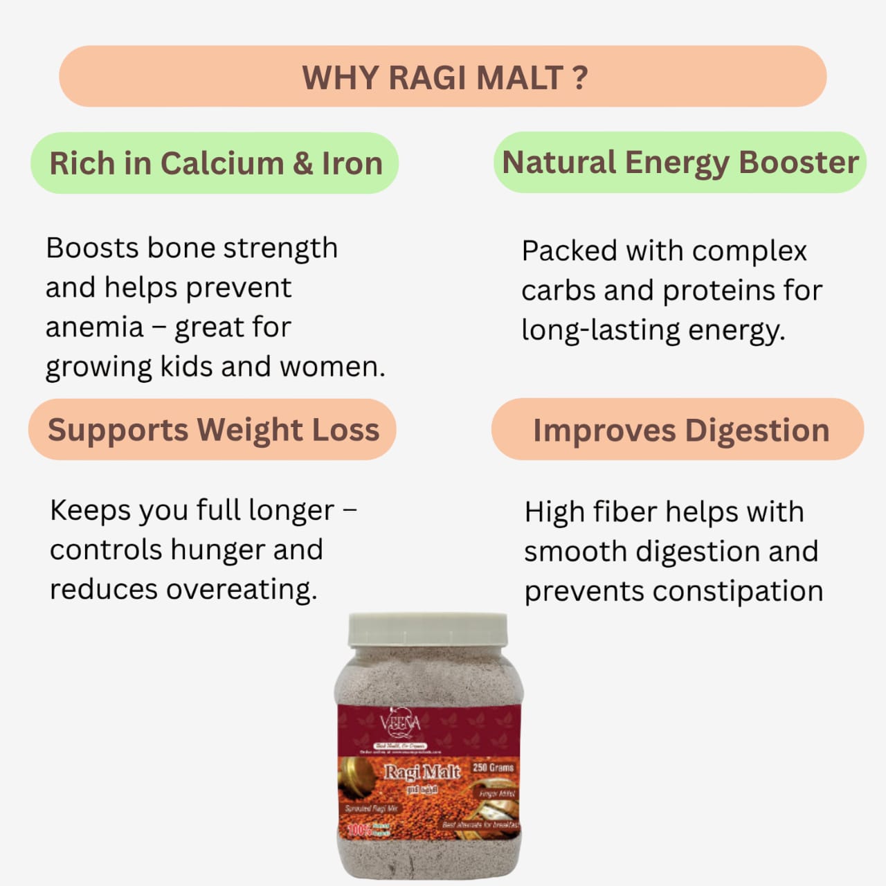 Veena Ragi Malt - 250 g ( Pack of 2)