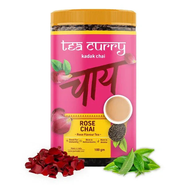 Teacurry Rose Chai /Rose Flavored Chai For Immunity, Skin Glow, Stress-100g - Orgoshops