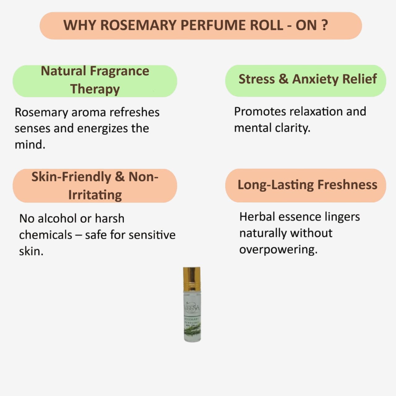 Veena  Rosemary Perfume Roll on - 5ml