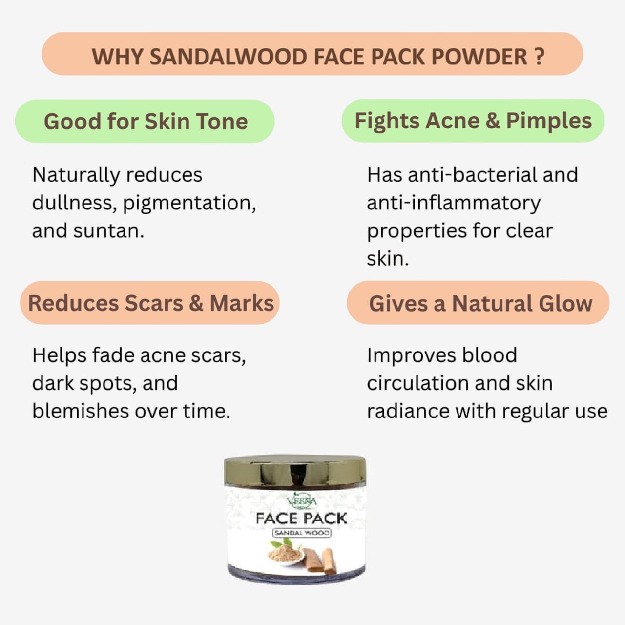 Veena Sandalwood Face Pack Powder - 40g ( pack of 2 )