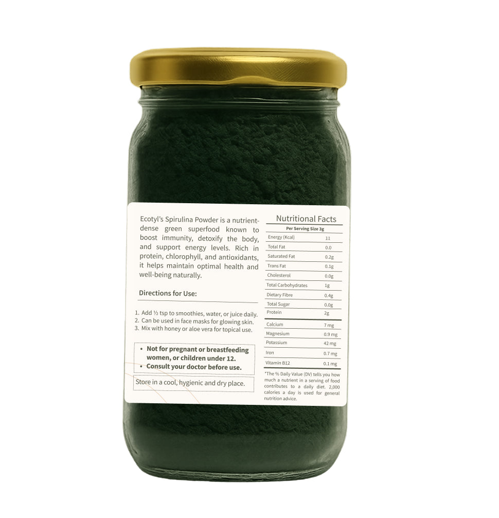 Ecotyl Spirulina Powder | Superfood | High Protein & Nutrients  - 100g