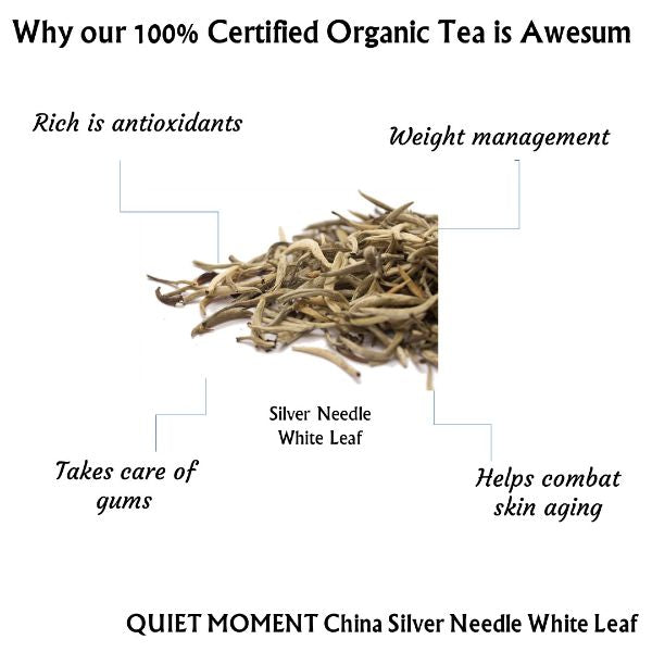 Quiet Moment China Silver Needle White Leaf | Cold & Hot Brew | Makes 25 Cups