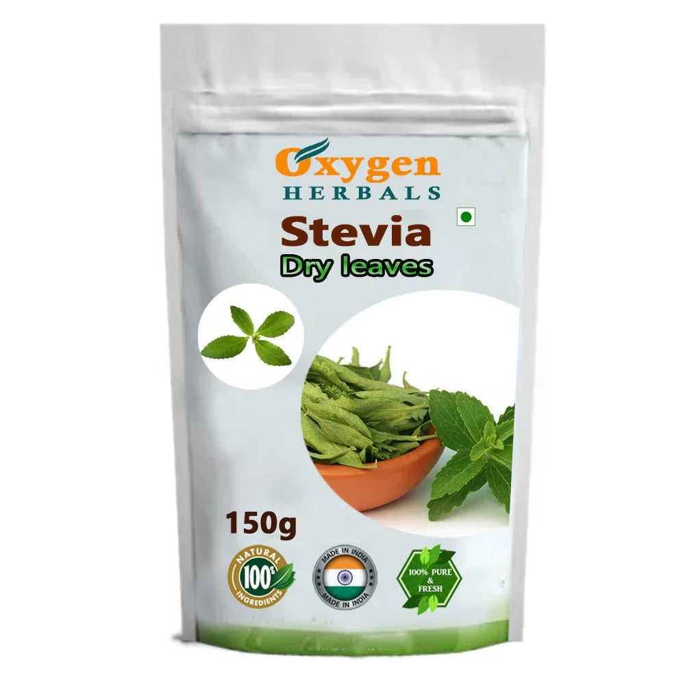 Oxygen Herbals Stevia Dry Leaves - Sugar-Free Dry Stevia Leaves - 150g - Orgoshops