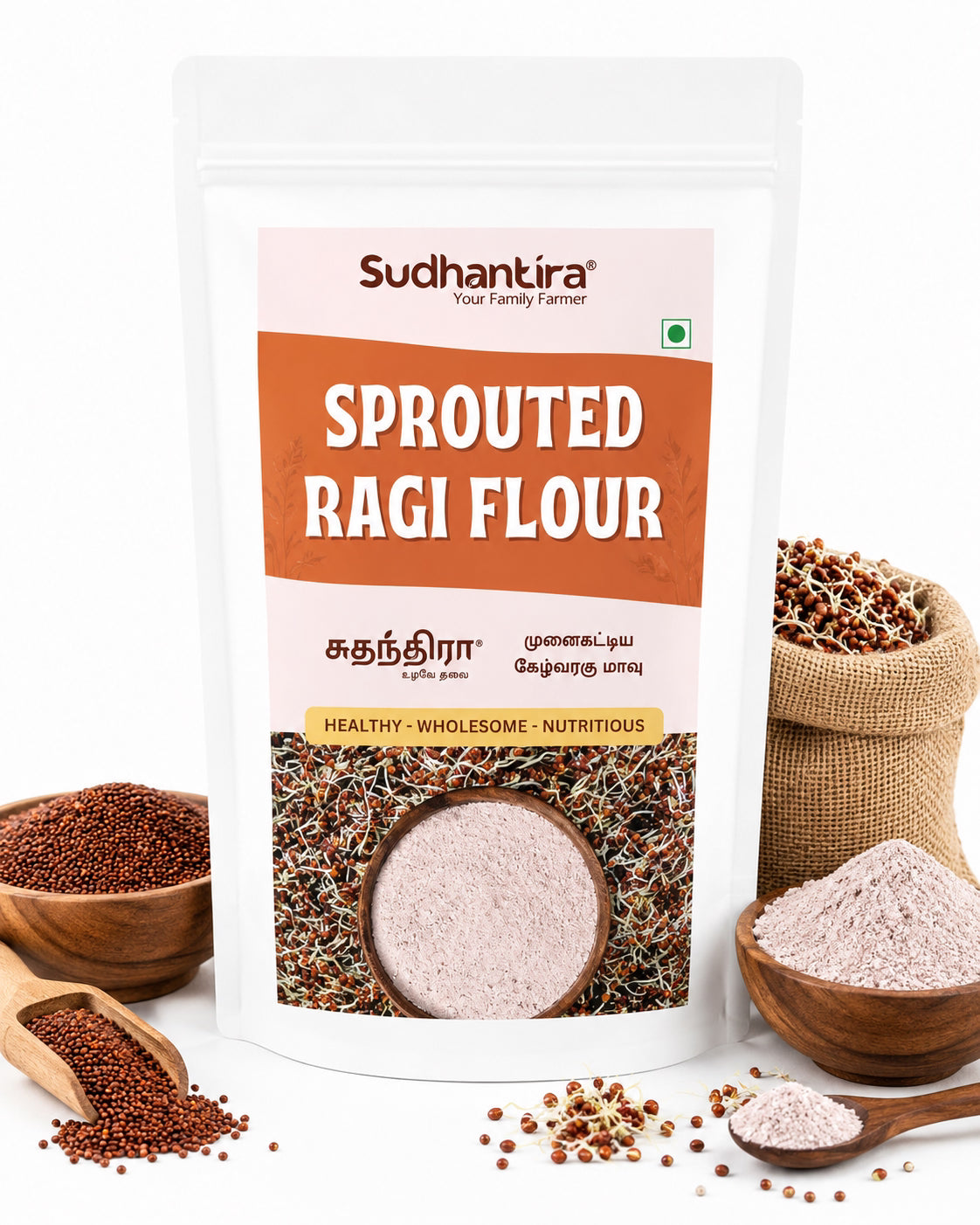 Sudhantira Organic Sprouted Ragi Flour  - 1kg