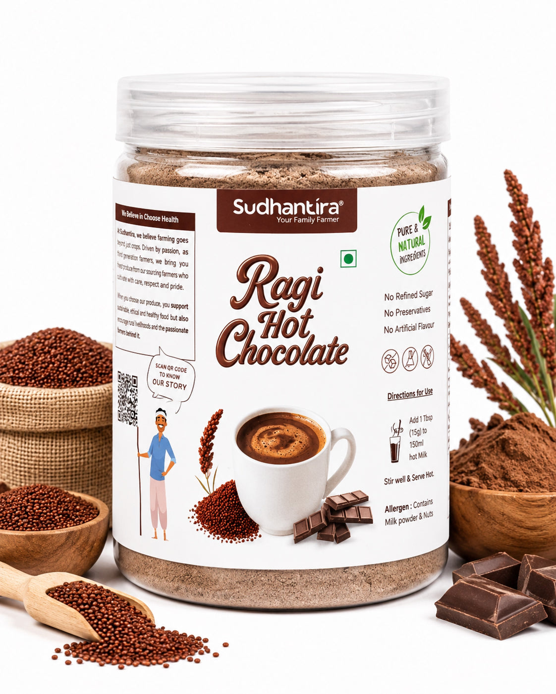 Sudhantira Ragi Hot Chocolate Health Mix  - 250g