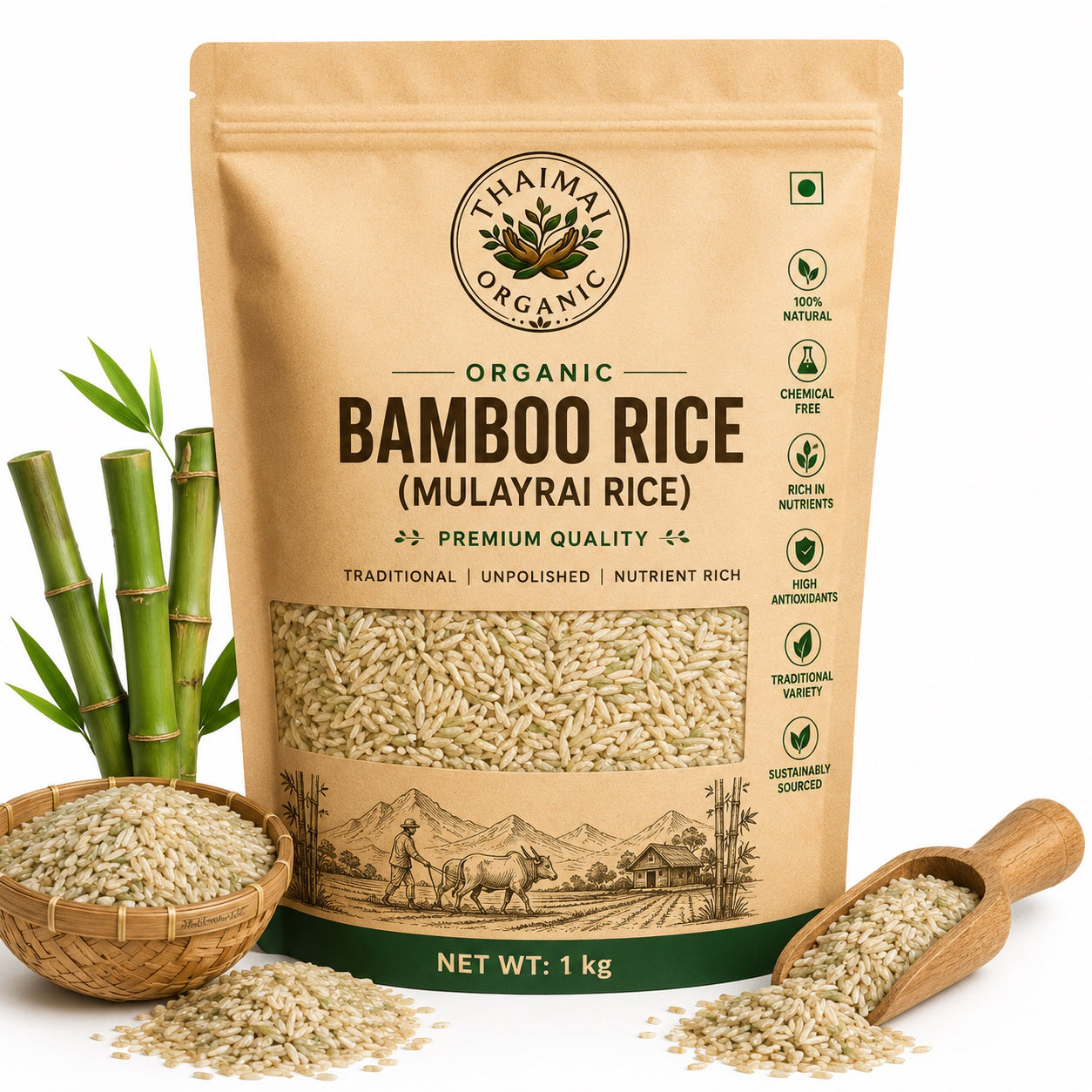 Thaiman Organic Bamboo Rice / Mulayrai Rice - 1 kg