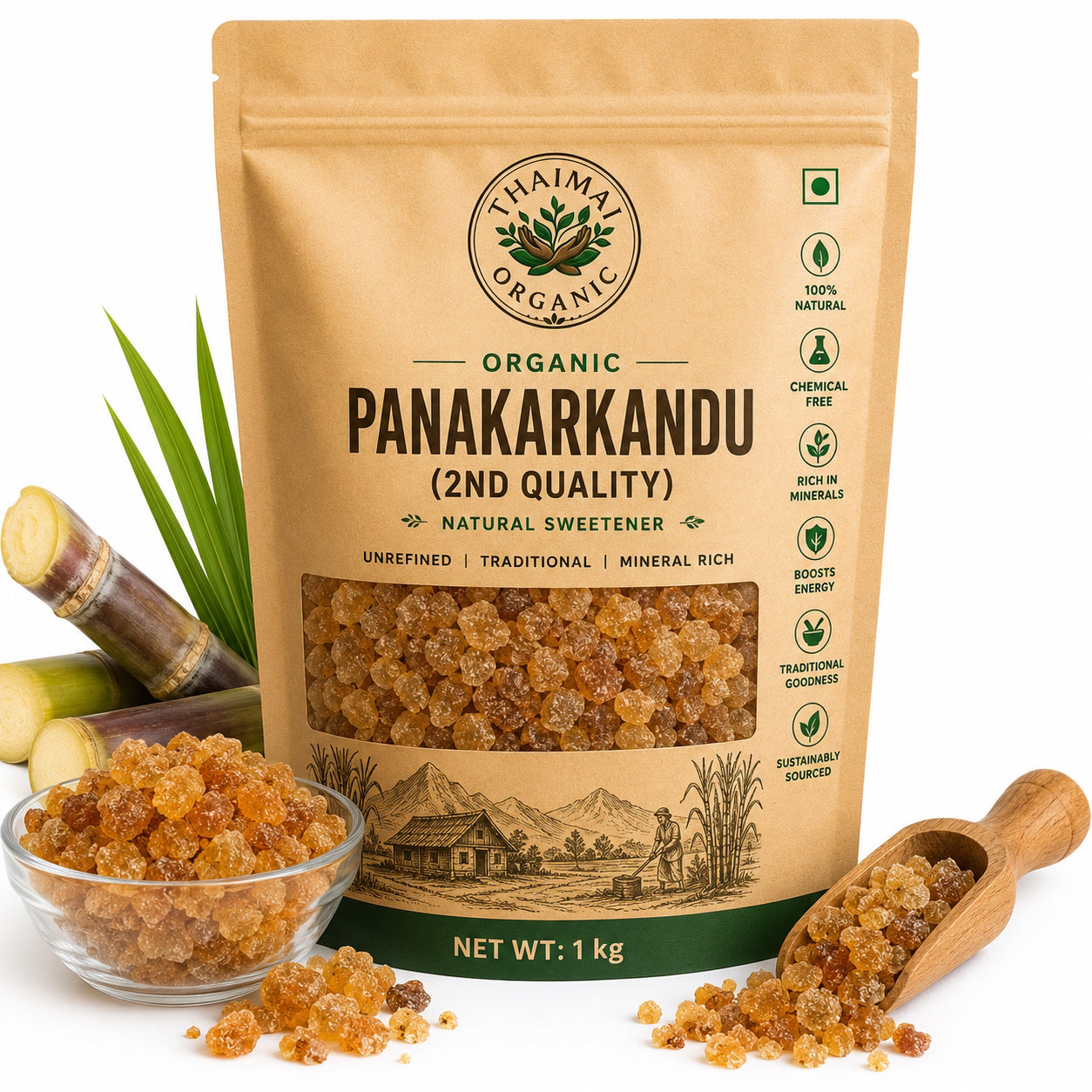 Thaiman Organic Panakarkandu 2nd Quality - 1 kg