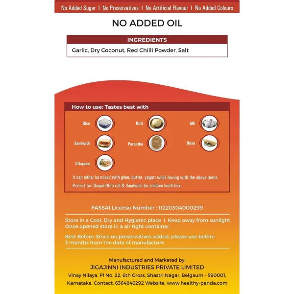 Healthy Panda Hot Garlic Chutney - 250 g (125g Pack of 2) - Orgoshops