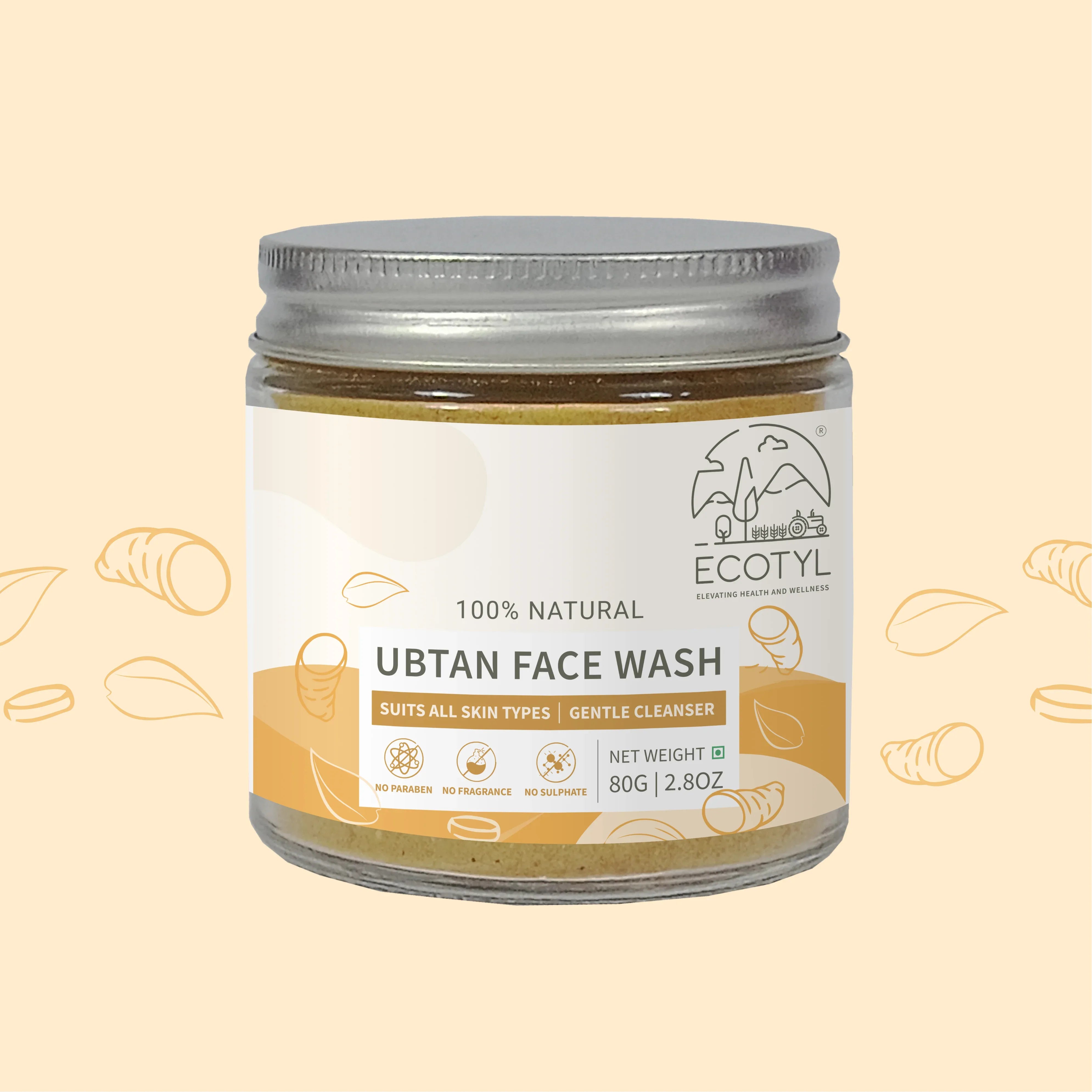 Ecotyl Ubtan Face Wash Powder | 100% Natural Gentle Cleanser - 80g - Orgoshops
