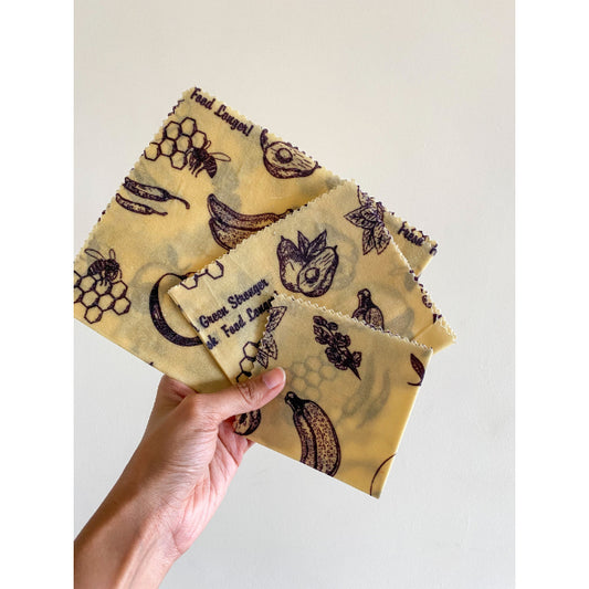 Veggies White Beeswax Wraps-Full Kitchen Set Of 3