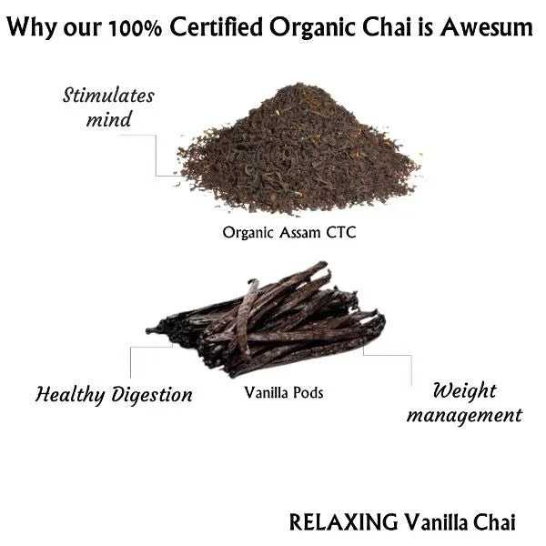Relaxing Vanilla Chai | Assam CTC Chai | Cold & Hot Brew | (100 gm) Makes 40 Cups - Orgoshops