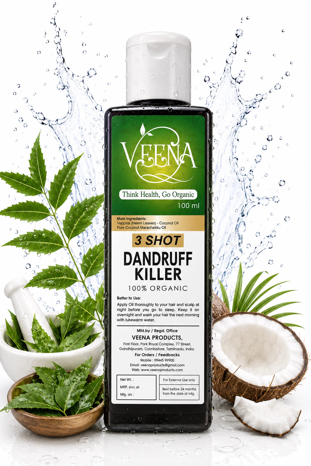 Veena  3 Shot Dandruff Killer - 100ml (Pack of 2)
