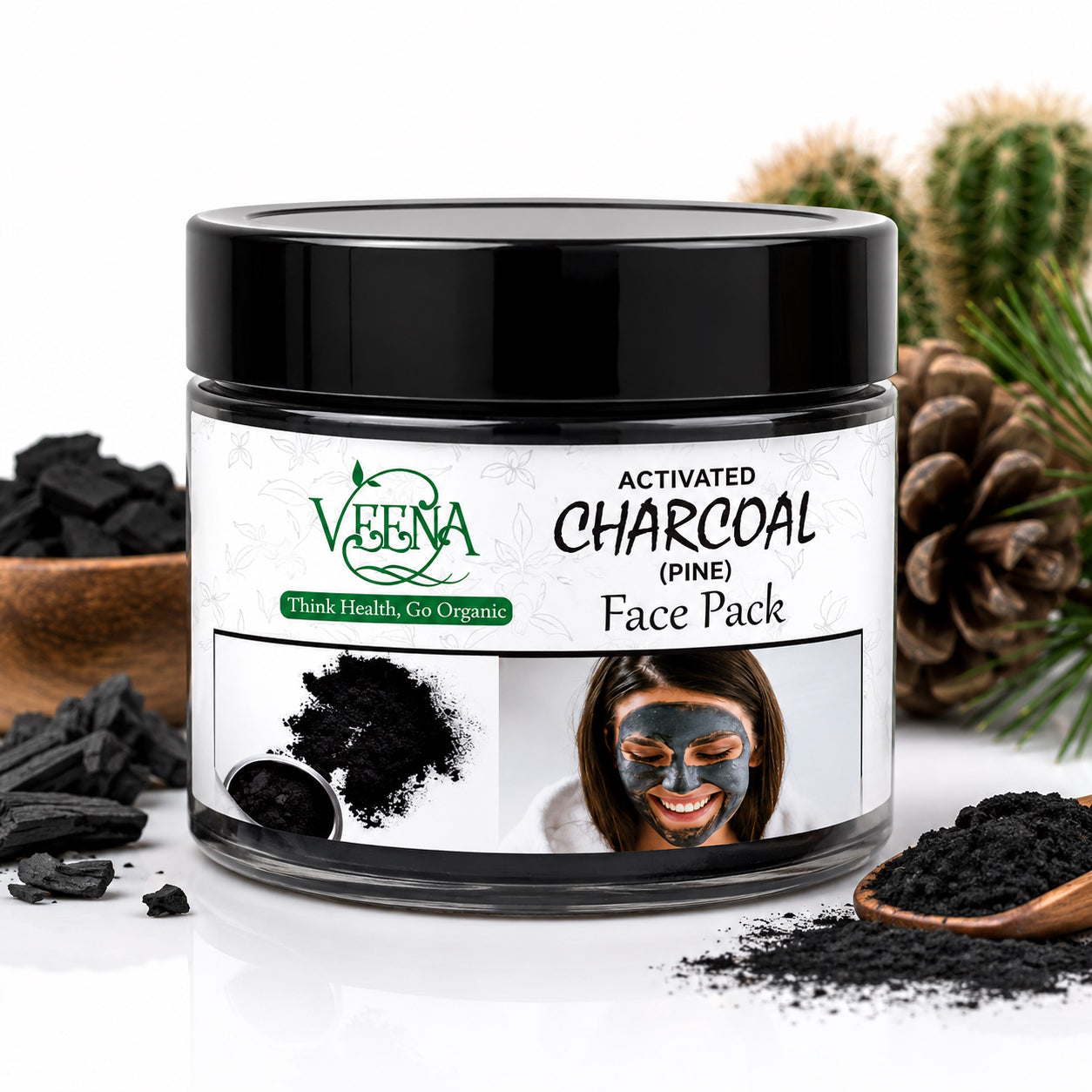 Veena  Activated Charcoal (Pine) Face Pack - 30g