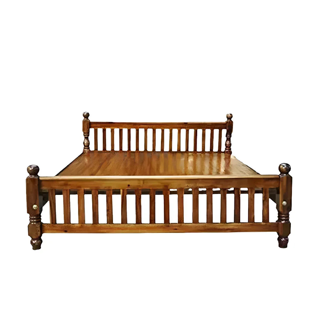 KPR Furniture Wooden Double Cot Bed Size - 75 × 48inches ( Brown ) - Orgoshops