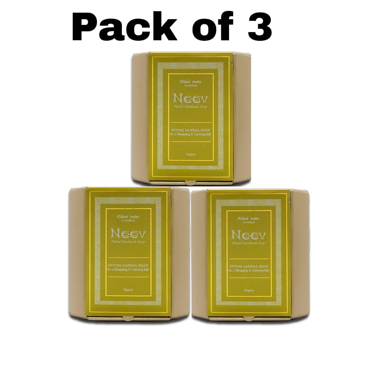 Neev Herbal Handmade Soaps Divine Sandalwood Soap - 75g ( Set of 3 ) - Orgoshops