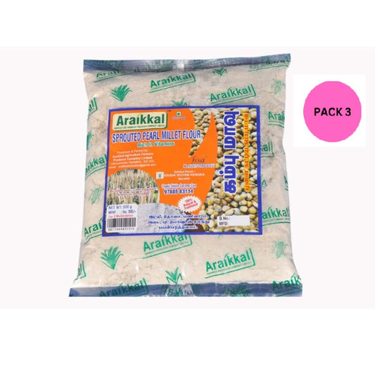 Araikkal : Mulaikattiya Kambi Maavu / Kambu Flour - 500g ( Pack of 3 )