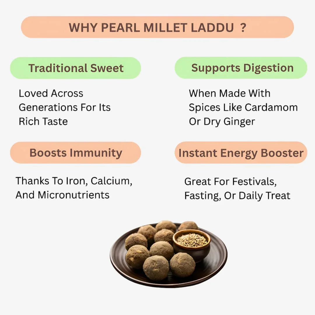 Kvb Foods Pearl Millet Laddu | Kambu Laddu - 9 Pcs (175 g - Pack of 2) - Orgoshops