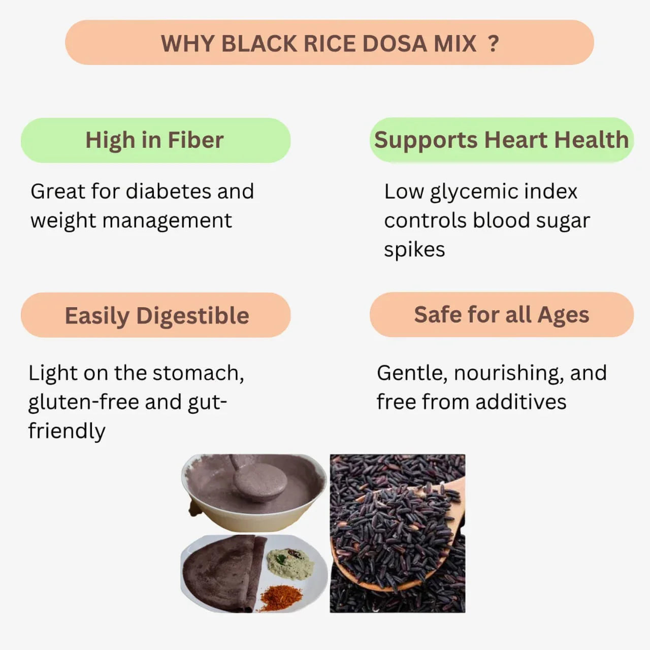 Roohi Black Rice Dosa Mix / Kavuni Rice Dosa Mix - 500 gram - Orgoshops