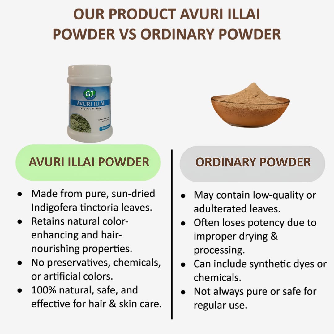 Gj Global Indigofera Tinctoria Powder | Avuri ilai Powder - 50 g