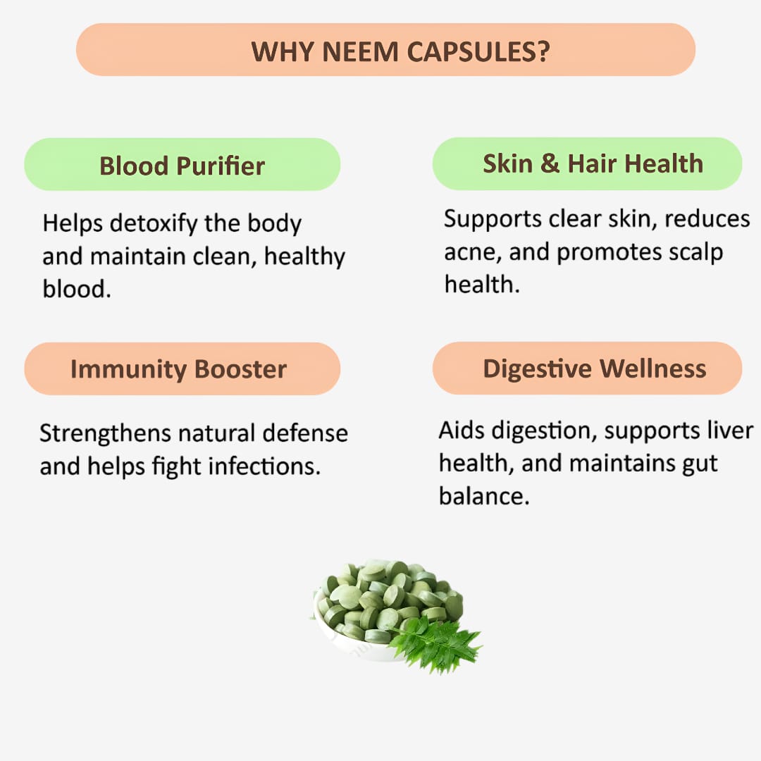 Gj Global Neem Capsules - 50 Capsules (500 mg)
