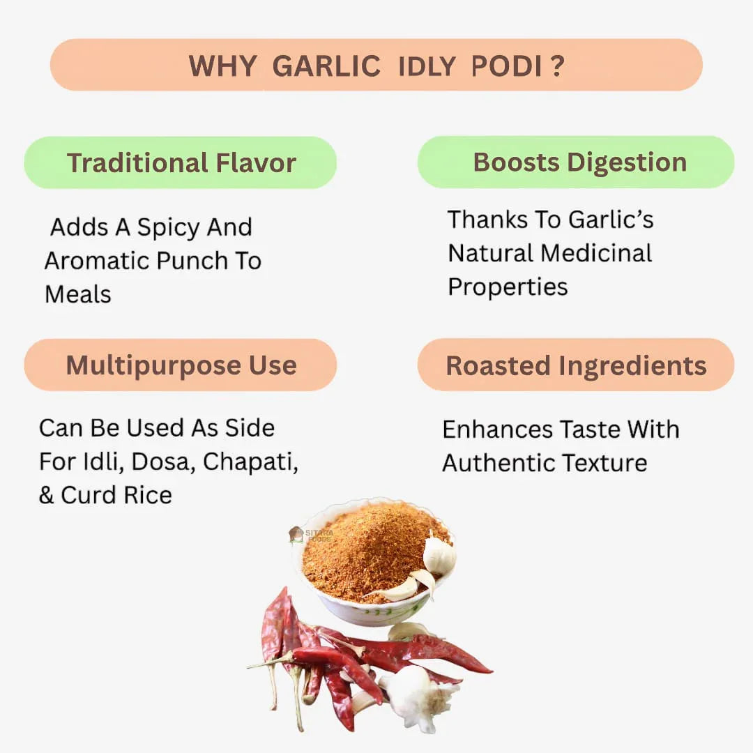 Dhaanayas Garlic Idli Podi - 100 Gms (Pack of 3) - Orgoshops