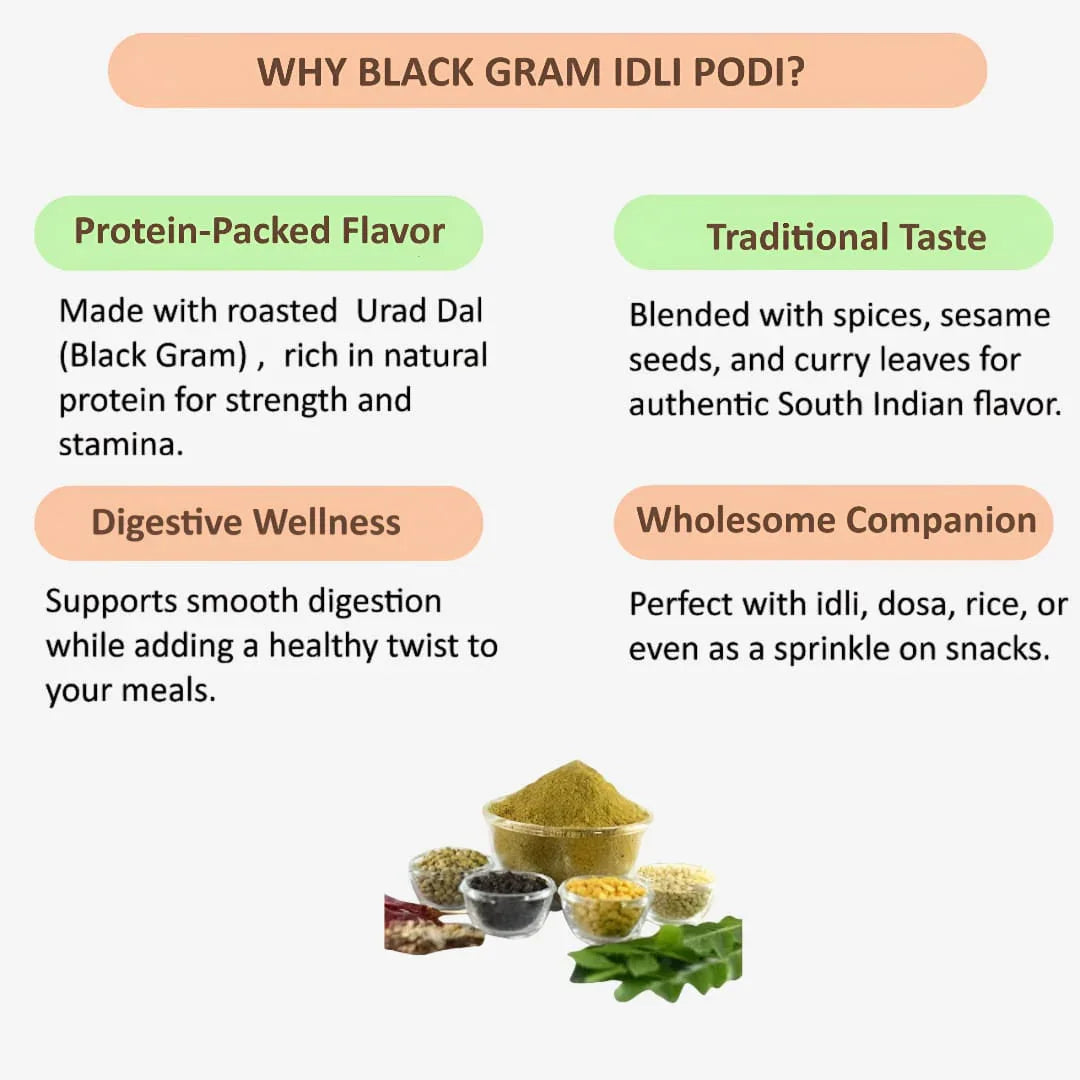 Dhaanyas Black Gram Idli Podi - 100 Gms (Pack of 3) - Orgoshops