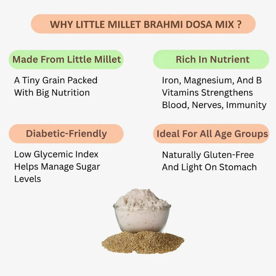 Dhaanyas Little Millet Brahmi Dosa Mix - 200 Gms (Pack of 3) - Orgoshops