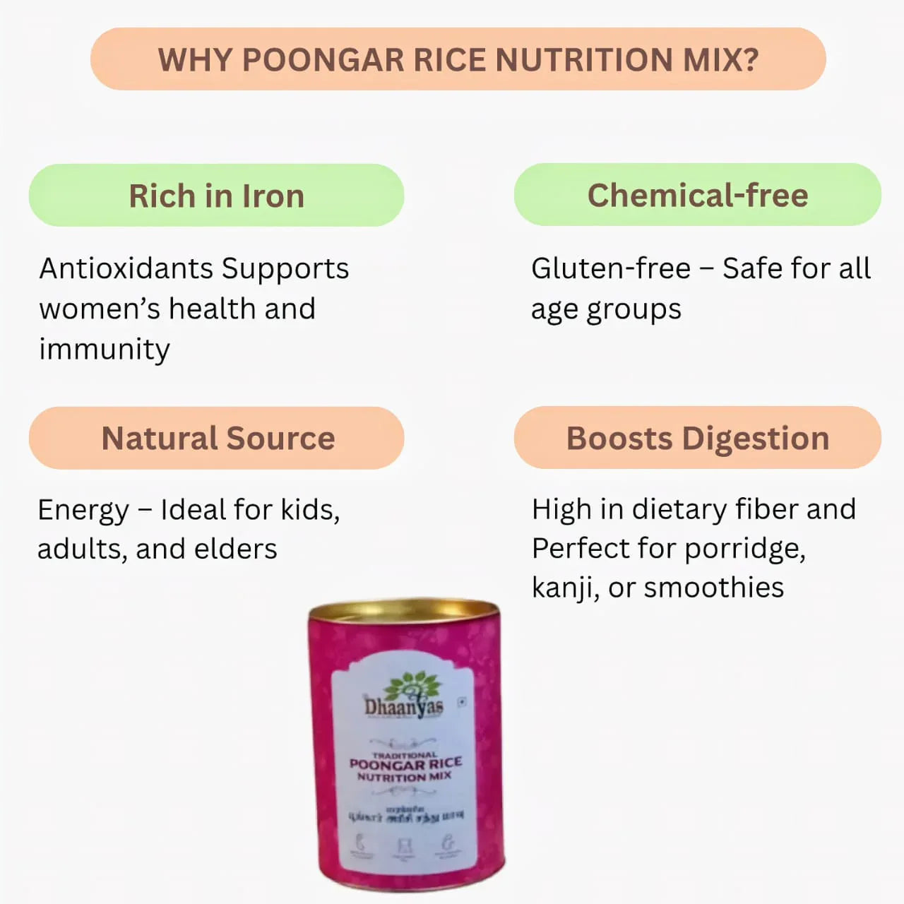 Dhaanyas Poongar Rice Nutrition Mix - 500 Gms - Orgoshops