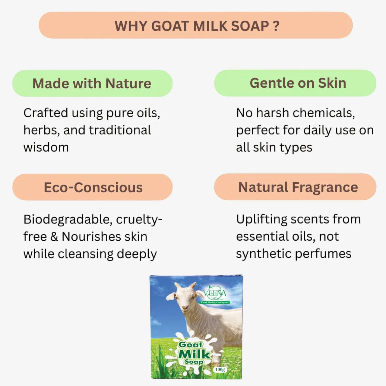 Veena Goat Milk Soap - 100gm (Bye 1 Get 1 Free Offer) - Orgoshops