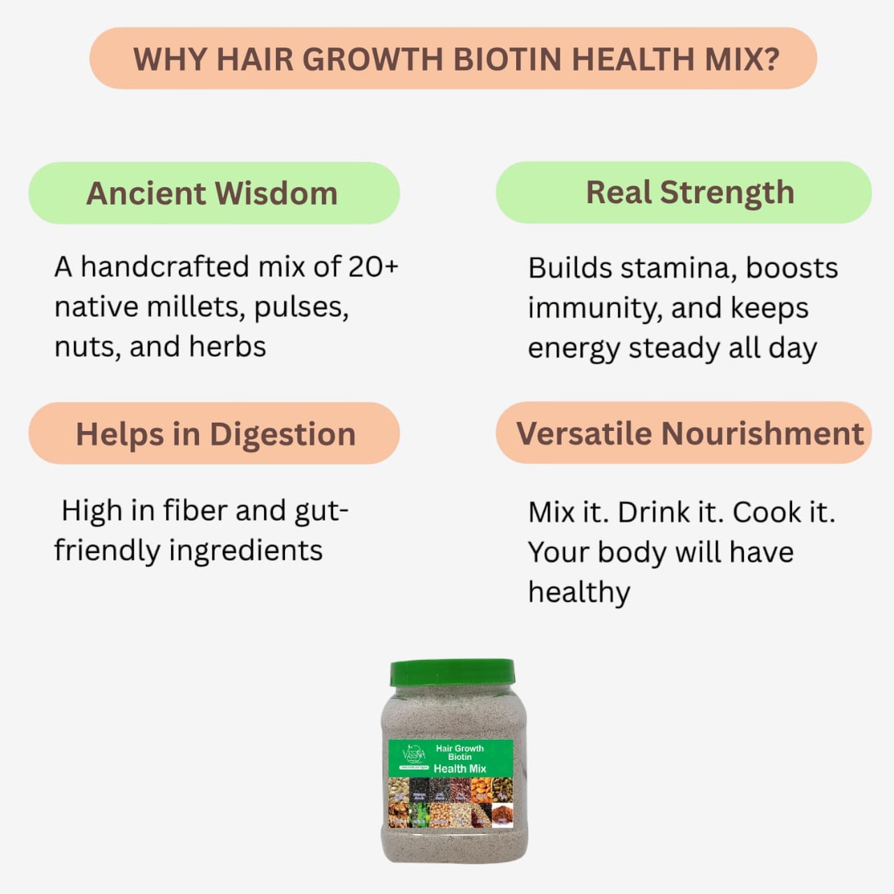 Veena Hair Growth Biotin Health Mix Powder - 200g
