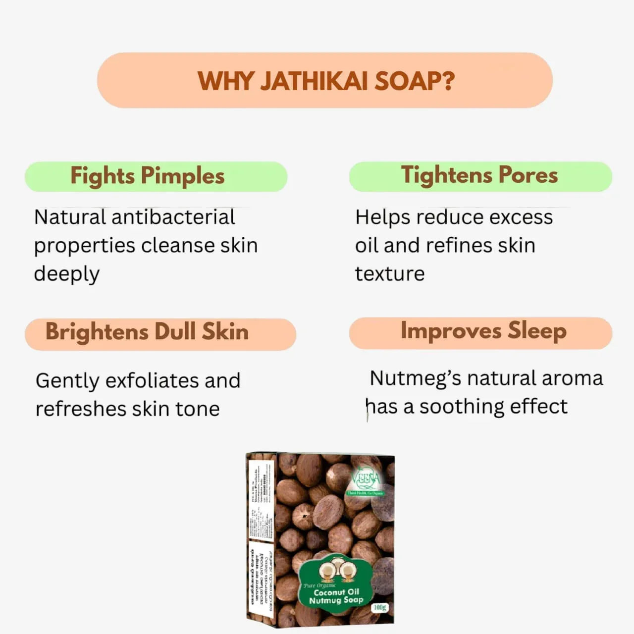 Veena Jathikai Soap - 100 g ( Pack of 2 ) - Orgoshops
