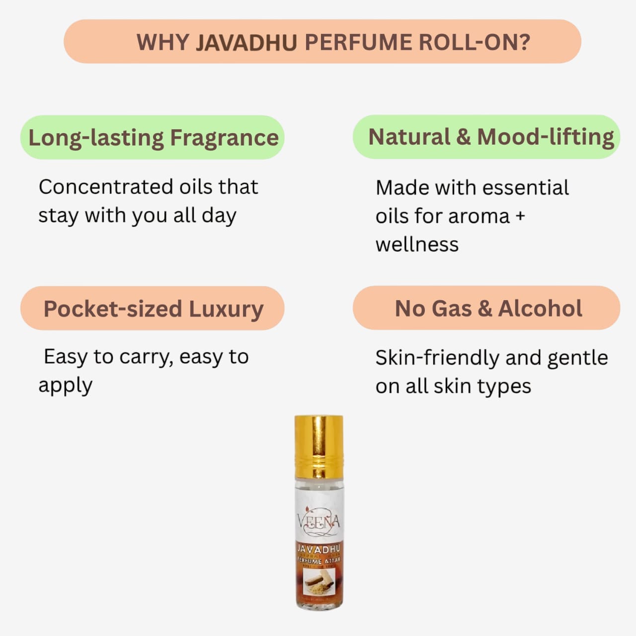 Veena Javadhu Perfume Attar Roll On - 10ml ( Pack of 2 )