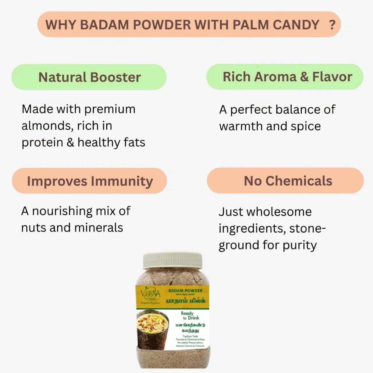 Veena Badam Powder With Palm Candy - 200g - Orgoshops